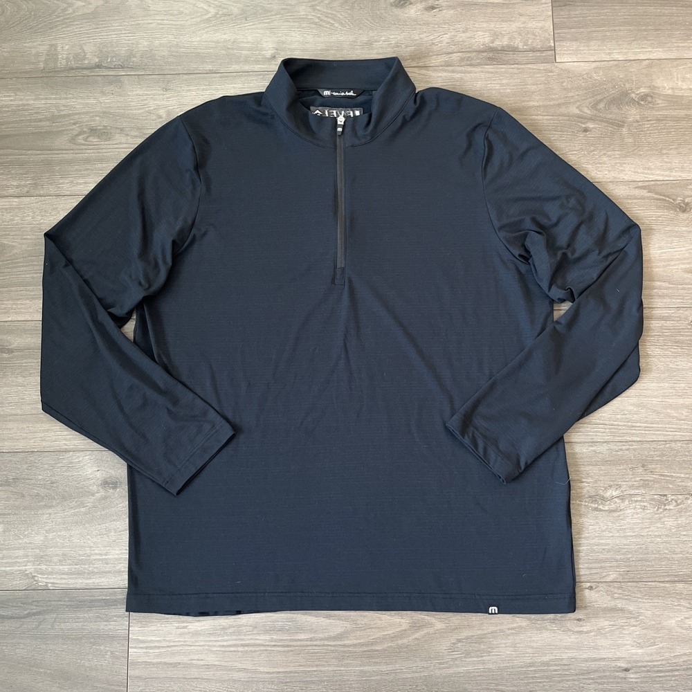 Travis Mathew Mens 2XL 1/4 Zip Pullover Long Sleeve Shirt Black